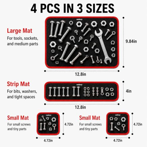 Magnetic Tool Mat Holder Set Tools Pad Tray Parts Flexible Bolt Pickup Screw Automotive Telescoping Gun Cleaning for Mechanics Magnet Organizer Mats Garage Under Car(4pc)