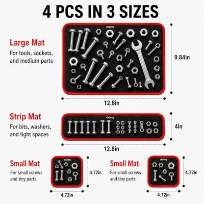 Magnetic Tool Mat Holder Set Tools Pad Tray Parts Flexible Bolt Pickup Screw Automotive Telescoping Gun Cleaning for Mechanics Magnet Organizer Mats Garage Under Car(4pc)