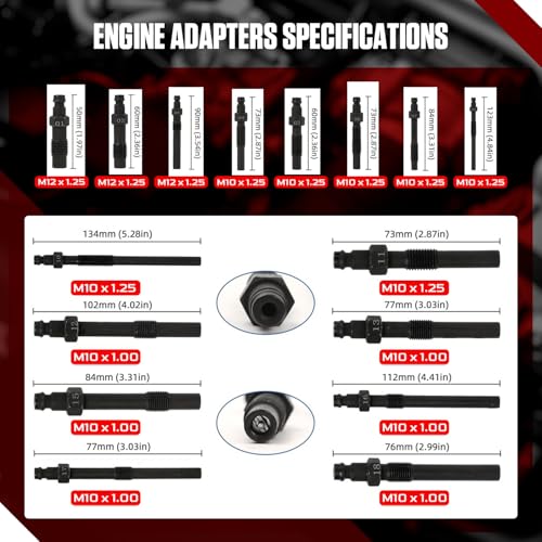 Compression and Leakage Test Kit 47PCS Petrol & Diesel Engine Compression Tester Automotive Cylinder Leak Down Tester Kit with Dual Gauge Engine Compression Tester Kit for HDi, TDCi, Pumpe Duse Engine