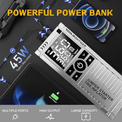 3000A Car Battery Jump Starter with Air Compressor - 150PSI Portable Car Jump Starters (Gas4.5L/3.5L Diesel) with Tire Inflator, 12V Car Battery Jump Box with Jumper Cables, LCD Display - style: 750A