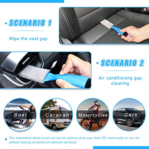 Ziciner 2 PCS Double Head Brush for Car Clean, Soft Auto Interior Duster Detailing Brushes, Universal Vehicle Dashboard Screen, Air Vents, Computer etc Cleaning Tool Accessories (Blue) - color: Blue, 2 PCS