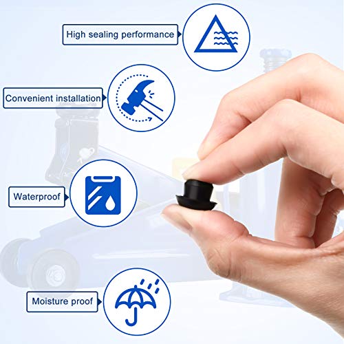 Zonon 25 Pcs Hydraulic Bottle Jack Oil Filler Plug Rubber 8mm Flat-Head Floor Rubber Filler Bung for Oil Reservoir Hole Horizontal Hydraulic Top Pressure Rod Black Accessories