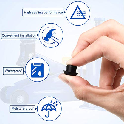 Zonon 25 Pcs Hydraulic Bottle Jack Oil Filler Plug Rubber 8mm Flat-Head Floor Rubber Filler Bung for Oil Reservoir Hole Horizontal Hydraulic Top Pressure Rod Black Accessories