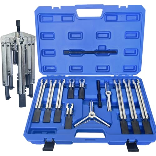Gear Puller Set, 13Pcs Large Bearing Puller Kit, 2 Jaw & 3 Jaw Gear Puller, Heavy Duty Cr-V Steel Pulley Flywheel Puller for Removal Bearings, Gears, Pulleys and Flywheels Vehicles and Machinery. - size: 13pcs large puller
