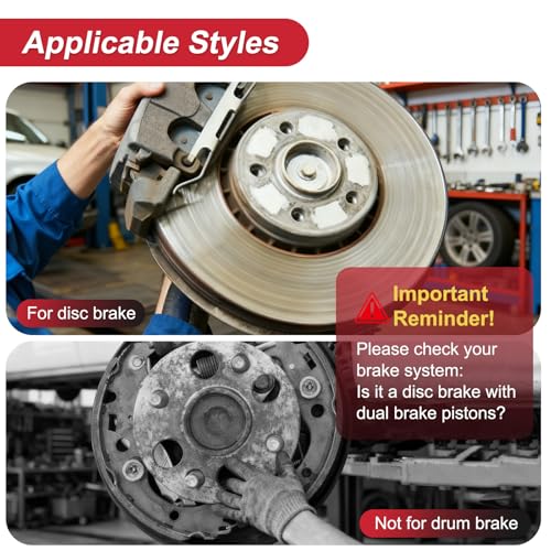 Brake Caliper Compression Tool, 4 Piston Brake Caliper Tool for Single/Twin/Quad Piston Calipers, 29100 Brake Pad Spreader Compatible with Most Cars and Light Trucks (Red)