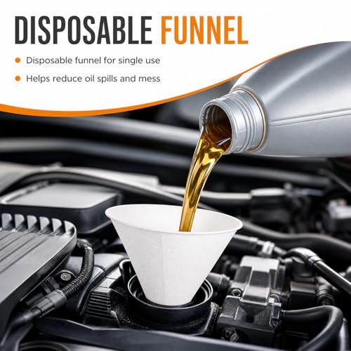25 PCS Disposable Paper Funnels, Universal Oil Fuel Fluid Funnel for Car SUV Sedan Truck, No Spill Cone Funnel for Automotive Oil & Gas Changing