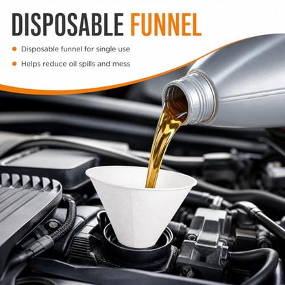25 PCS Disposable Paper Funnels, Universal Oil Fuel Fluid Funnel for Car SUV Sedan Truck, No Spill Cone Funnel for Automotive Oil & Gas Changing