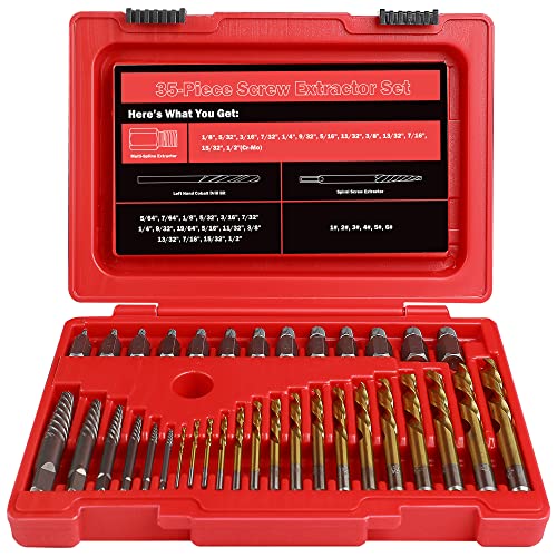 39 Pcs Screw Extractor Set Left Hand Drill Bit Set Easy Out | 6542/4341 HSS Multi-Spline Stripped Screw Extractor Set for Removing Damaged Broken Rusted Nuts, Bolts - size: 39Pcs