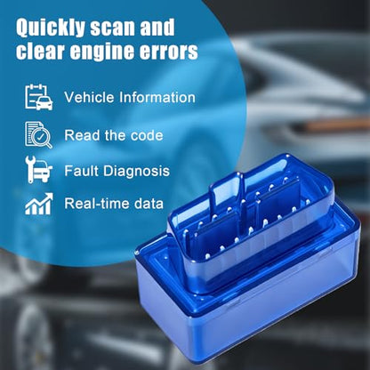 OBD2 Scanner Bluetooth, Universal ELM327 OBDII Diagnostic Scan Tool Car Code Reader, Obd2 Scanner Diagnostic Tool, Car Auto Engine Fault Code Reader for Android Windows