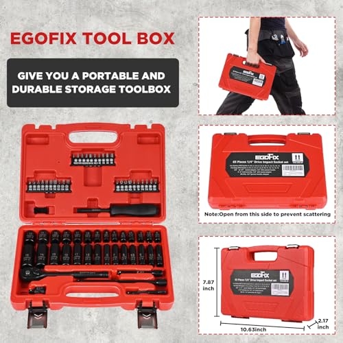 1/4" Ratchet Wrench Socket Set 65 Piece, Metric Shallow Socket (4-15mm) and Deep (4-15mm), with 72-Teeth Ratchet, Screwdriver Bit Set, Small Tool Kit for Home Use and Automotive Repair - style: 1/4-65PCS