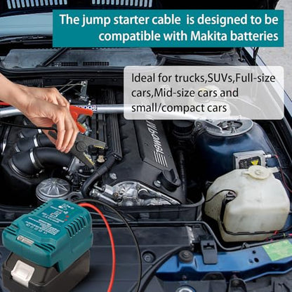 Jump Starter Adapter for Makita 18V Li-ion Battery Powered with Jumper Cable Clamps Portable Car Charger Jump Starter(Battery Not Included) - style: For Makita