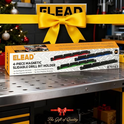 ELEAD 4-Piece Magnetic Slidable Drill Bit Holder, 160 Holes Bit Storage with Strong Magnetic Rail, Screwdriver Drill Bit Organizer for Your Specialty(Bits Not Included) - style: 4 Drill Bit Holder with Magnetic Rail