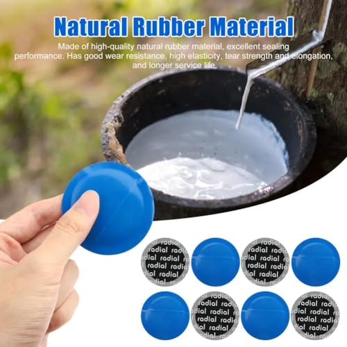 92 Pcs Tire Repair Patch Tools Kit,Tire Patches Kit 32mm 42mm 58mm | Round Natural Rubber Tire Patch Automotive Tire Repair Kits with Tire Patch Roller Liner Scraper for Truck Bike Motorcycle