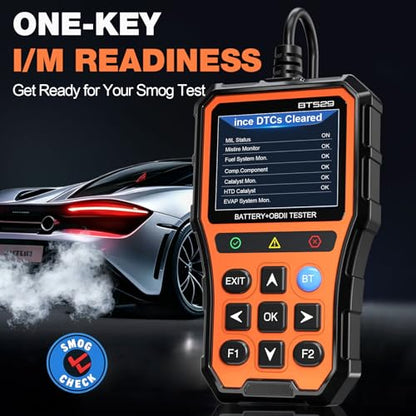 BT529 Bluetooth OBD2 Scanner & Car Battery Tester,2-in-1 Car Diagnostic Tool for iPhone & Android, Check Engine Code Reader,Performance Test, Trip Analysis, 12V Battery Analyzer for All 1996+ Vehicles