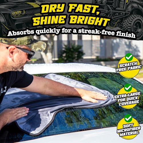 Salty Captain Microfibre Mitt & Towel Set – Ultra-Soft Wash Mitt for Scratch-Free Cleaning – XL Car Drying Towel for Streak-Free Shine – Interior & Exterior Car Detailing Kit