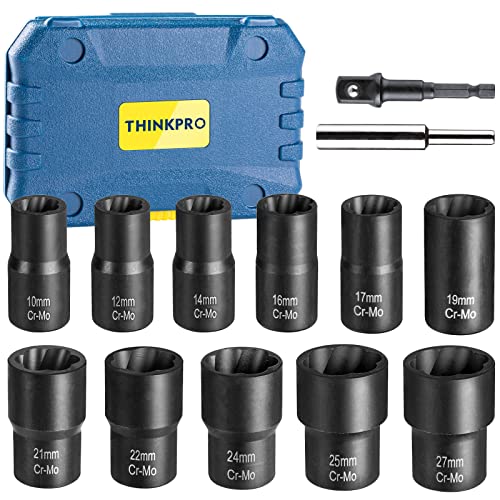 Lug Nut Removal Tool,13 PCS Lug Nut Extractor Set | 1/2 Inch Drive Bolt Extractor, Easy Out Lug Nut remover for Damaged, Frozen, Studs, Rusted, Rounded-Off Bolts & Nuts Screws - color: 13-piece