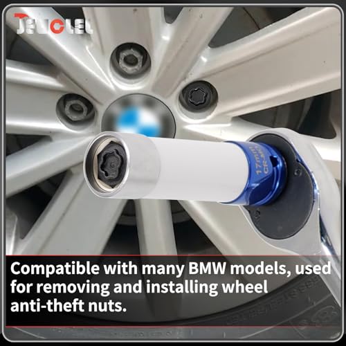 51 Wheel Locking Nut Key for BMW, Socket Adapter (OD 27mm-ID 25mm) | Wheel Lock Nut Socket Adapter, Anti-Theft Lug Nut Removal Tool, Anti-Theft Screw Remover, Repair Tool, Tyre Fitting, garage - color: Socket 051