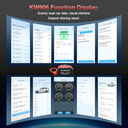 KONNWEI KW906 Red OBD2 Scanner Bluetooth (Red) - color: Red