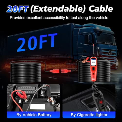 Autel PowerScan PS100 Power Circuit Probe Tester, Breaker Finder, 12V 24V Automotive Electrical Diagnostic Tool with 20ft Extension Cable, AVOmeter, Test Light, Continuity Checker, for 99% Cars