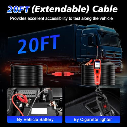 Autel PowerScan PS100 Power Circuit Probe Tester, Breaker Finder, 12V 24V Automotive Electrical Diagnostic Tool with 20ft Extension Cable, AVOmeter, Test Light, Continuity Checker, for 99% Cars