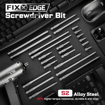Geinxurn 26Pieces Fixedge Screwdriver Bit Set, 6Inches Magnetic Alloy Steel Phillips/Slotted/Square/Torx/Hex/Security Torx Insert Power Bits Tips with Storage Organizer for Home Repair - style: FXMX150-026