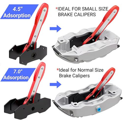 Brake Caliper Compression Tool - Rotating Ratchet Caliper Piston Compressor Tool with 2 Pcs Steel Plates, 360° Adjustable Brake Caliper Tool, Essential Tool for Car Brake Maintenance