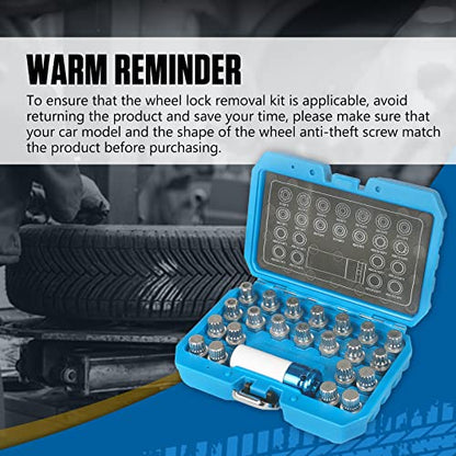 23pcs Wheel Lock Nuts Removal Kit for VW Volkswagen - Lug Nuts Screw Remover Socket Set With 1/2 Inch (12.7mm) Adapter - Compatible With VW Vehicles