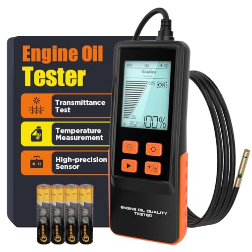 Engine Oil Tester Gasoline & Diesel Engine Oil Quality Tester Detector Analysis Kit High-Precision Car Oil Diagnostic Tool with 50inch Flexible Probe, Identifier & Sound Prompt, 2.8in Backlit Display - color: Orange