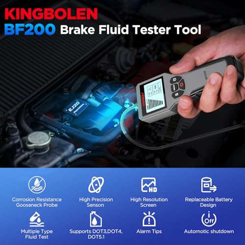 Brake Fluid Tester BF200,High Precision Car Brake Fluid Detector,Hydraulic Fluid/Liquid/Oil Moisture Analyzer with LCD Screen Audible Alarm,DOT3/DOT4/DOT5.1 Tester,Automotive Replacement Level Sensors | Hydraulic Fluid/Liquid/Oil Moisture Analyzer with LC