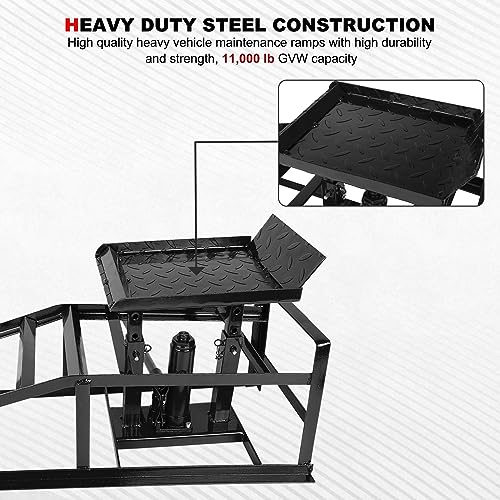 2 Packs Hydraulic Car Ramps Low Profile Car Lift Service Ramps Truck Trailer Garage, Height Hydraulic Vehicle Ramps, Automotive Hydraulic Lift Repair Frame 11000lbs 5 Tons 5T (Black) - color: Black, size: 2 Pack