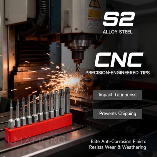 6 Point Security Torx Bit Set 11pcs Star Bits Set Screwdriver Magnetic S2 Alloy Steel With 1/4" Hex Shank TT6-TT40(50mm) - color: 50mm/2inch-a, size: 6 point