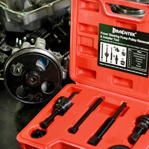 Power Steering Pulley Puller Installer Tool, Power Steering Pump Pulley Removal Tool Compatible with Ford, GM, VW and Chrysler Vehicles - color: red