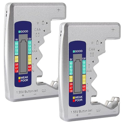 2Pcs Universal Battery Tester Digital LCD Display Multi-Purpose Battery Checker Capacity Analyzer for AA AAA C D 9V 1.5V Button Cell Batteries Cranking System Tester - color: 2pcs BT886