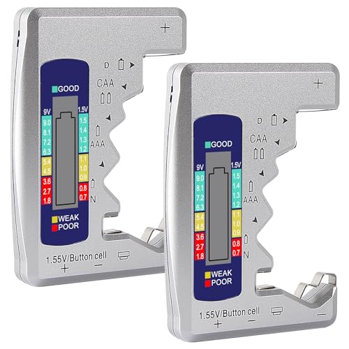 2Pcs Universal Battery Tester Digital LCD Display Multi-Purpose Battery Checker Capacity Analyzer for AA AAA C D 9V 1.5V Button Cell Batteries Cranking System Tester - color: 2pcs BT886