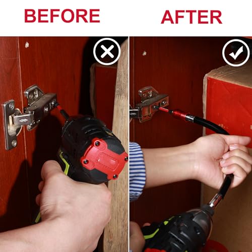 Geinxurn Flexible drill bit Extension Screwdriver Bit Holders, 1PACK 12Inches Flex Shaft Extension Socket Drill Bit Holder Hex Shank Quick-Change Drill Bit Guide with 10PC Screwdriver Bits - style: GBH0300FS-011