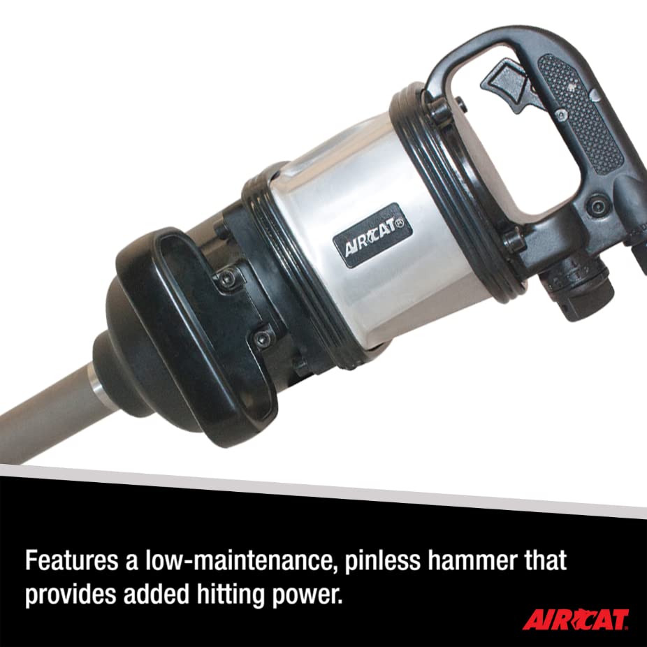 AIRCAT Pneumatic Tools 1994 1-Inch Super Duty Straight Impact Wrench with 8-Inch Extended Anvil 2,500 ft-lbs