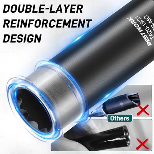 10 Spline Lug Nut Key, for TA20-19/21 10 Point Lug Nut Socket | Compatible with Bimecc 10 Spline Lug Nut Socket, Double Layer Reinforcement, Dual Hex Drive, CR-MO Steel - size: TA20-19/21