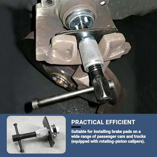 Brake Caliper Piston Tool, Disc Brake Wind Back Tool with 2 Adapters (38mm & 28mm), CR-V Steel Rear Brake Pad Replacement Tool Precision Thread Brake Piston Wind Back for Cars SUVs Trucks