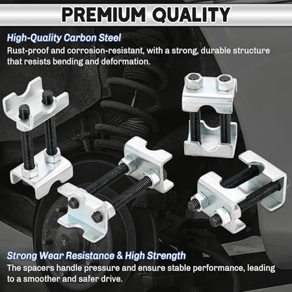 Coil Spring Spacers 4PCS 2-Way Adjustable Lift Or Lower Spring Spacer | Coil Spring Compressor Tool Strut Spring Compressor for Cars SUVs Trucks, Spreads or Compresses Coil Springs