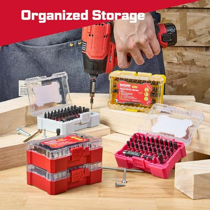 Geinxurn 64Pieces Impact Screwdriver Bits Set, S2 Steel Magnetic Phillips/Security Torx/Torx Muliti Insert Bits Tips Set with Impact Bit Holder and 1/4”Socket Adapter(Storage Box Case) - style: FQ064025-B