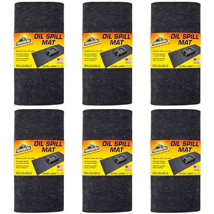 Armor All Premium Oil Spill Mat, Garage Floor Maintenance Mat (30" x 59") (6-Pack), Absorbent Oil Pad, Reusable, Washable, Durable, Waterproof Backing Contains Liquids, Protects Surface (USA Made)