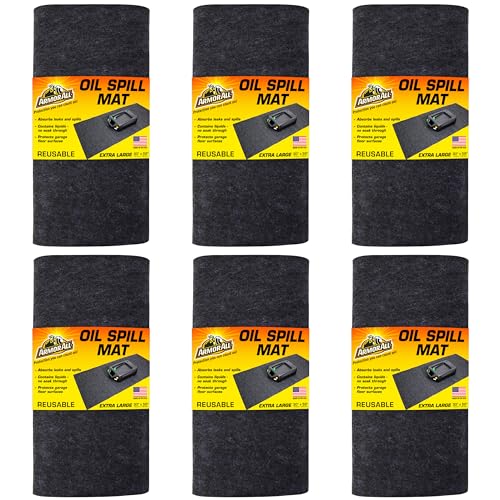 Armor All Premium Oil Spill Mat, Garage Floor Maintenance Mat (30" x 59") (6-Pack), Absorbent Oil Pad, Reusable, Washable, Durable, Waterproof Backing Contains Liquids, Protects Surface (USA Made)