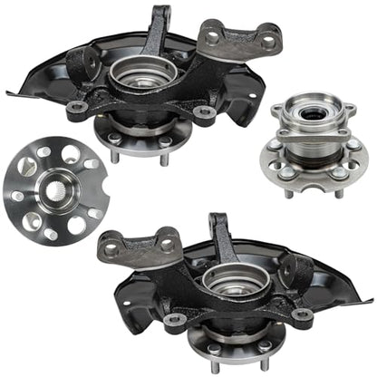 Detroit Axle - 4pc AWD Front Steering Knuckles Rear Wheel Bearing Hubs for 2004 2005 2006 2007 2008 2009 2010 Toyota Sienna, 2 Steering Knuckles 2 Non-ABS Wheel Bearing Hubs Replacement - size: 4UW48672/Kit