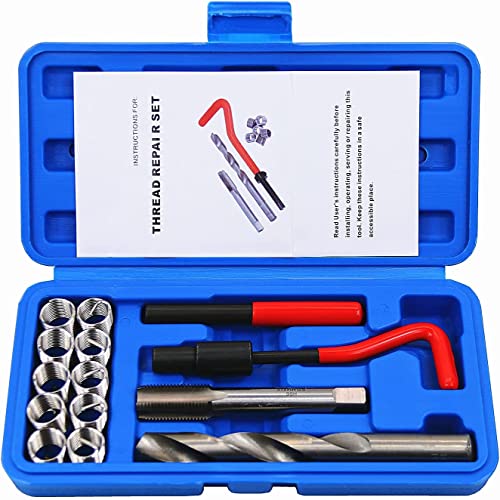 14pcs Thread Repair Kit M14 x 1.5mm Metric Thread Repair Insert Kit | Compatible Hand Tool Set for Auto Repairing (M14-1.5)