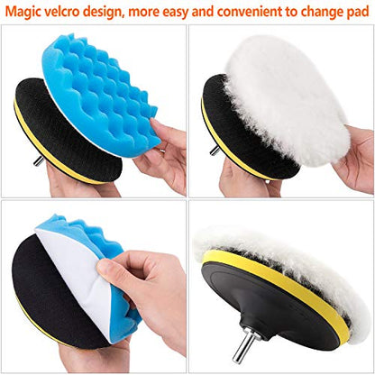 6 Inch Buffing and Polishing Pad Kit 11 PCS with Drill Adapter - size: 6Inch-11PCS