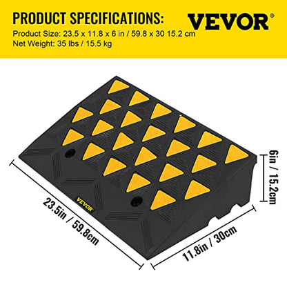VEVOR Rubber Curb Ramp 4.3" Rise Height 2 Pack, Heavy-Duty 33069 lbs/15 T Capacity Threshold Ramps, Driveway Ramps with Stable Grid Structure for Cars, Wheelchairs, Bikes, Motorcycles - size: 5" H
