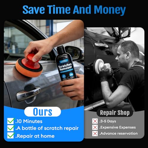 Car Scratch Remover, 300ml Scratch Repair & Swirl Remover Kit for Vehicles, Scratch Eraser Restorer & Polishing with Pad and Nano Sparkle Cloth for Light Scratches, Oxidation, Water Spots