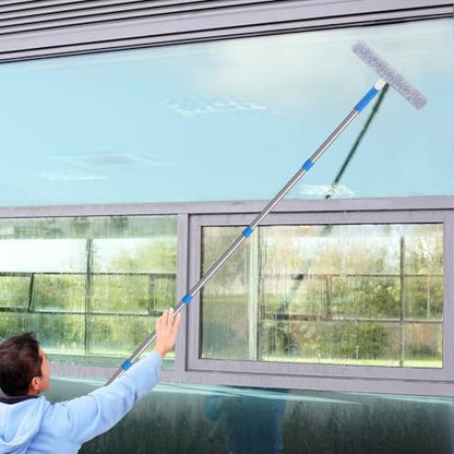 Mitclear 10 Feet Long Squeegee Window Cleaner Tool for Outdoor High Windows | Professional Window Cleaning Kit with Extension Poles for Indoor Outdoor Windows Car Windshield Solar Panel - size: 10 feet