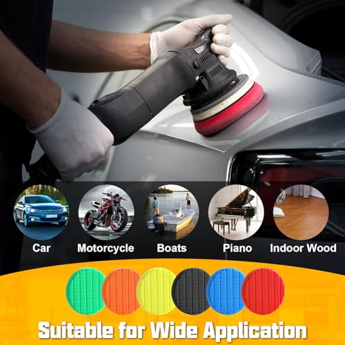 Foam Buffing Pads 5.5 Inch, 3Pcs Red Waxing Polishing Pad Set for Car Paint Gloss, Sealing Glaze and Detailing - color: Red, size: 5.5 - Inch