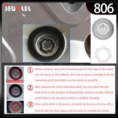 806 Wheel Locking Nut Key for Jeep Renegade Wrangler Cherokee Dodge Journey 2016-2020, 29mm Lock Bolt Inner Dia Anti-Theft Lug Nut Removal Tool - size: 806